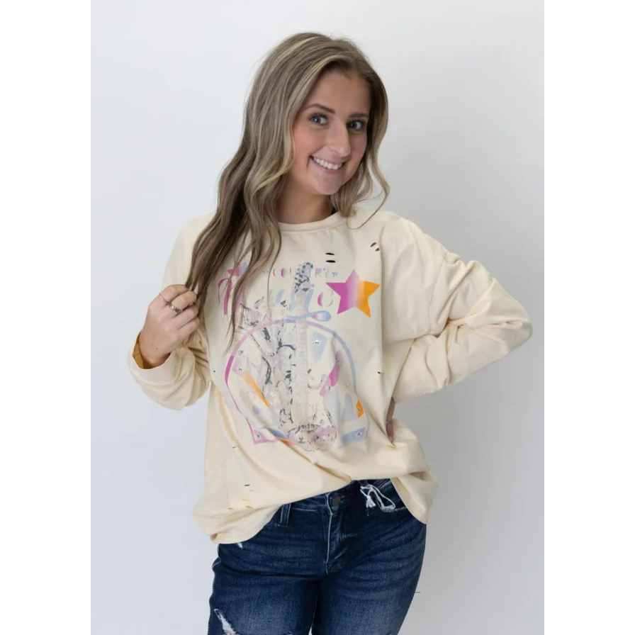 Lavender Vintage Graphic Long Sleeve Shirt