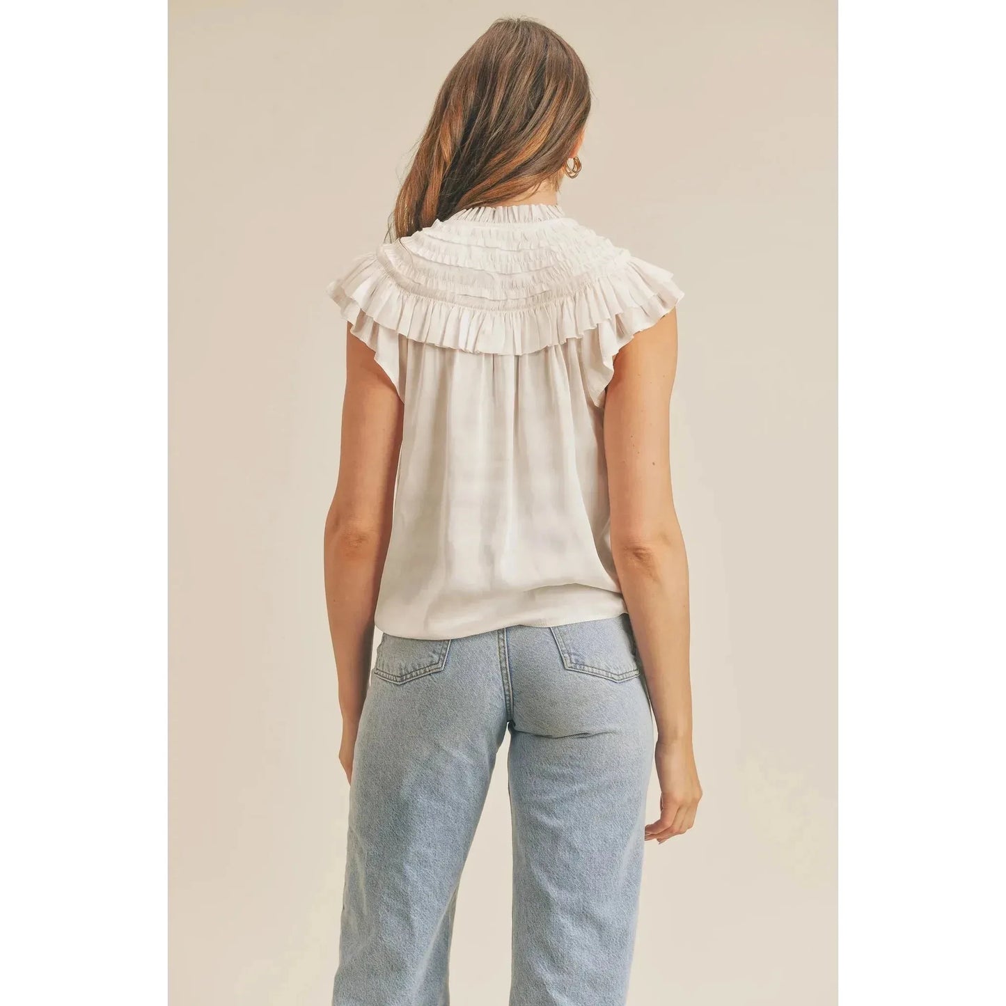 Reset By Jane Champagne Freya Silky Ruffle Top