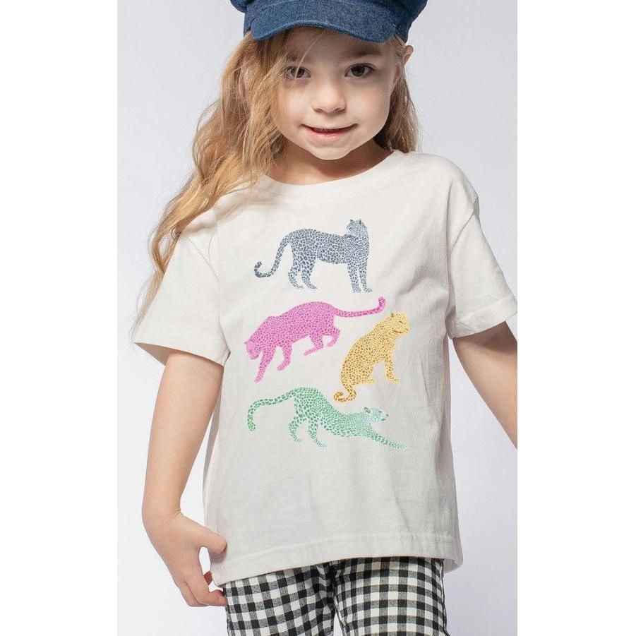 Light Gray KIDS COLORFUL CHEETAHS GRAPHIC TEES