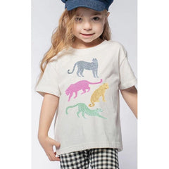 Light Gray KIDS COLORFUL CHEETAHS GRAPHIC TEES