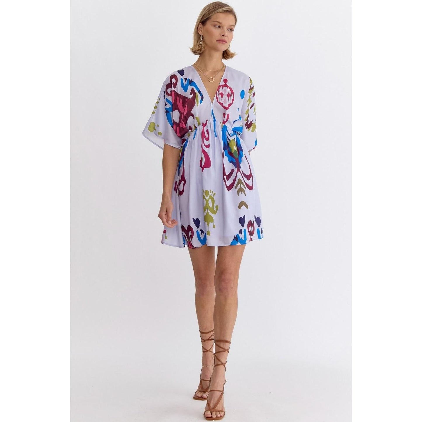 Margot Kimono Sleeve Print Dress