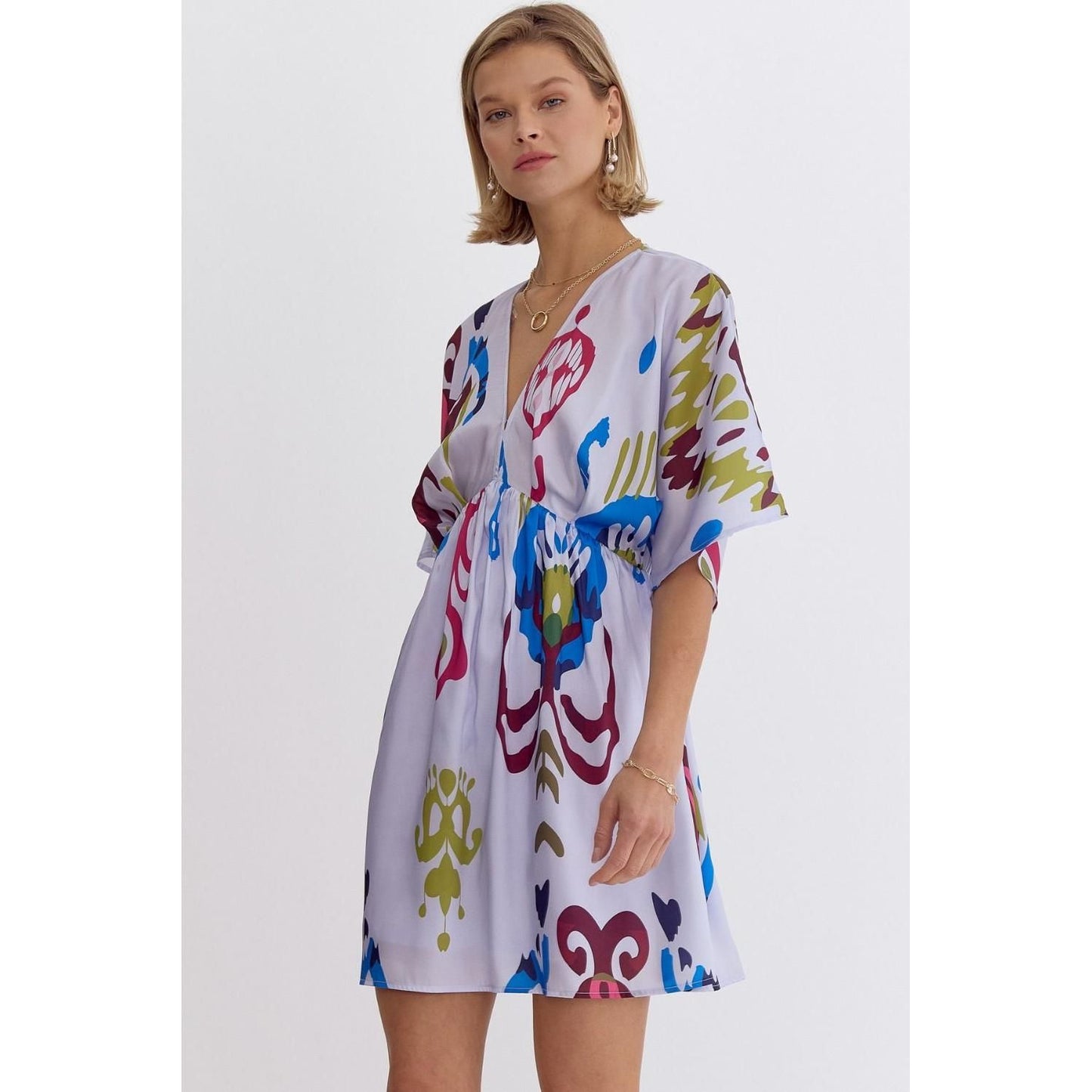 Margot Kimono Sleeve Print Dress