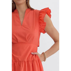 Lavender Coming Back For You Red Orange Tiered Midi Dress