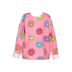 White Smoke Hannah Banana Girl's Happy Face Graphic Sweater