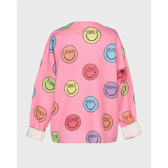Light Pink Hannah Banana Girl's Happy Face Graphic Sweater