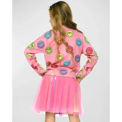 Lavender Hannah Banana Girl's Happy Face Graphic Sweater