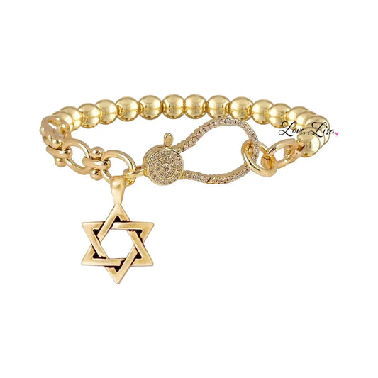 Love Lisa, Larisa Sexy Link Stretch Jewish Star Bracelet