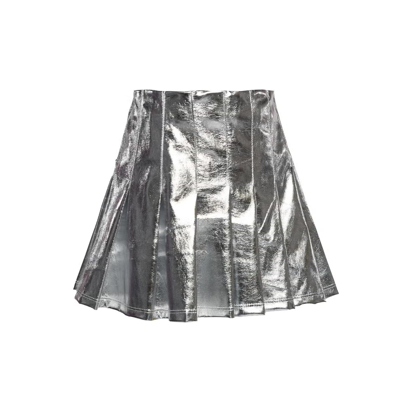 Hannah Banana Metallic Pleated Skirt