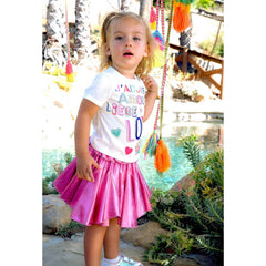 White Smoke Hannah Banana Pink Metallic Godet Skater Skirt