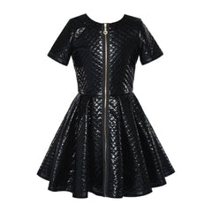 White Smoke Hannah Banana Quilted Dress with Double Zip Detail