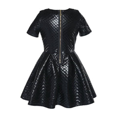 White Smoke Hannah Banana Quilted Dress with Double Zip Detail
