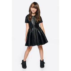 White Smoke Hannah Banana Quilted Dress with Double Zip Detail
