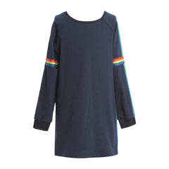 Dark Slate Gray Hannah Banana Dress with Lurex Rainbow Trim