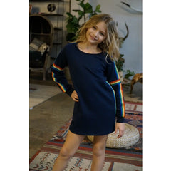 Black Hannah Banana Dress with Lurex Rainbow Trim