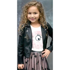 Dim Gray SARA SARA Crystal Star Faux Leather Moto Jacket