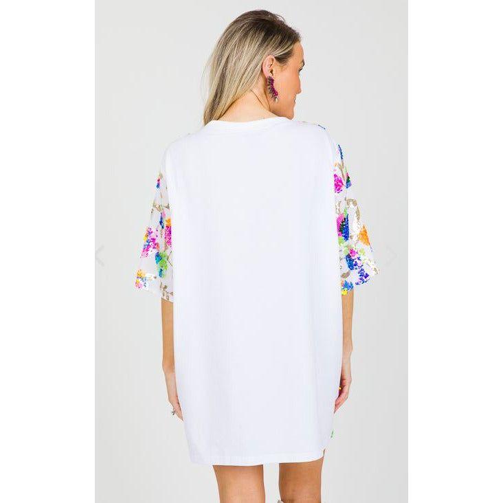 Floral Flair Sequined Tunic Dress