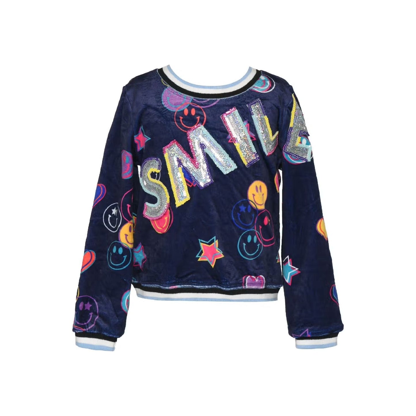 Smile Sequin Patch Top