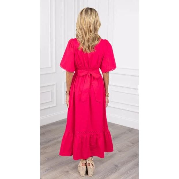 Sutton Poplin Midi Dress- Pink