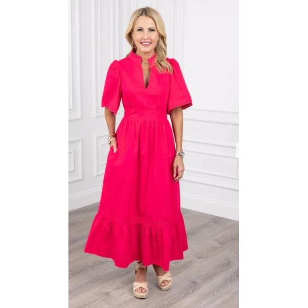 Sutton Poplin Midi Dress- Pink