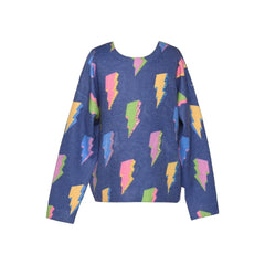 White Smoke Truly Me Kid's Embellished Lightning Bolt Crewneck Sweater