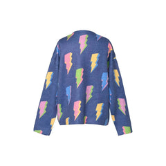 White Smoke Truly Me Kid's Embellished Lightning Bolt Crewneck Sweater