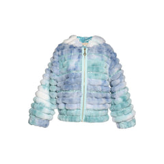 White Smoke Hannah Banana Girl's Tie Dye Faux Fur Coat