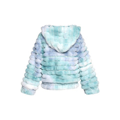 White Smoke Hannah Banana Girl's Tie Dye Faux Fur Coat