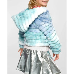 Lavender Hannah Banana Girl's Tie Dye Faux Fur Coat