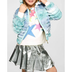 Lavender Hannah Banana Girl's Tie Dye Faux Fur Coat