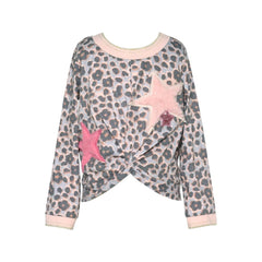 White Smoke Hannah Banana Clothing Front Twist Top with Star Trim Detail