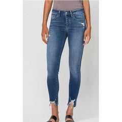 Lavender FLYING MONKEY Mid-Rise Distressed-Hem Skinny Jeans