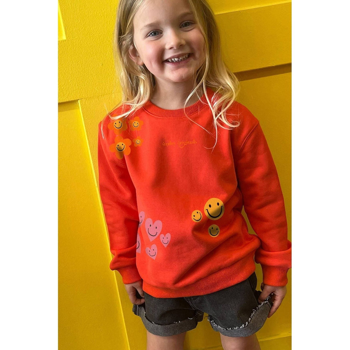 Gold KIDS SMILEY GRAPHIC SWEATSHIRTS