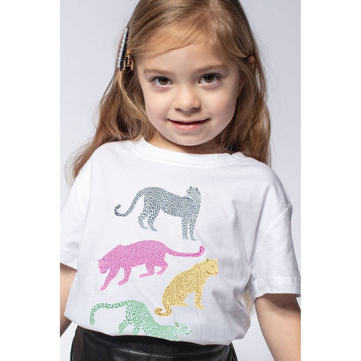 Lavender KIDS COLORFUL CHEETAHS GRAPHIC TEES