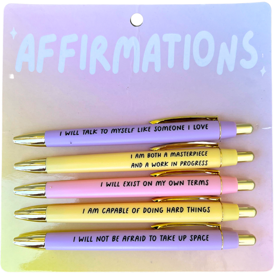 Affirmations Pen Set (self love, mindfulness, summer, gift)