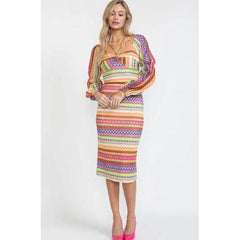 Lavender Mezza Rainbow Multi Stripe Sheath