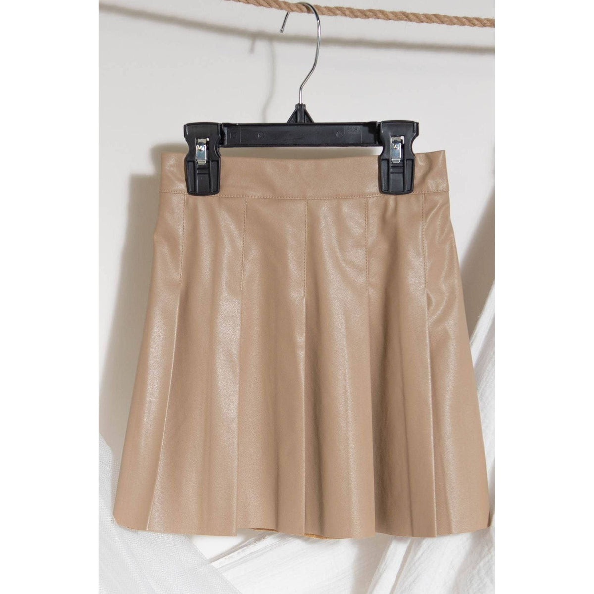 Light Gray KIDS PU LEATHER PLEATED MINI SKIRT