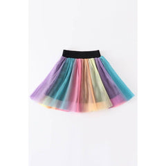 White Smoke Rainbow Girl Tulle Tutu Skirt